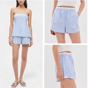 Jonathan Simkhai Blue and White Cargo Shorts